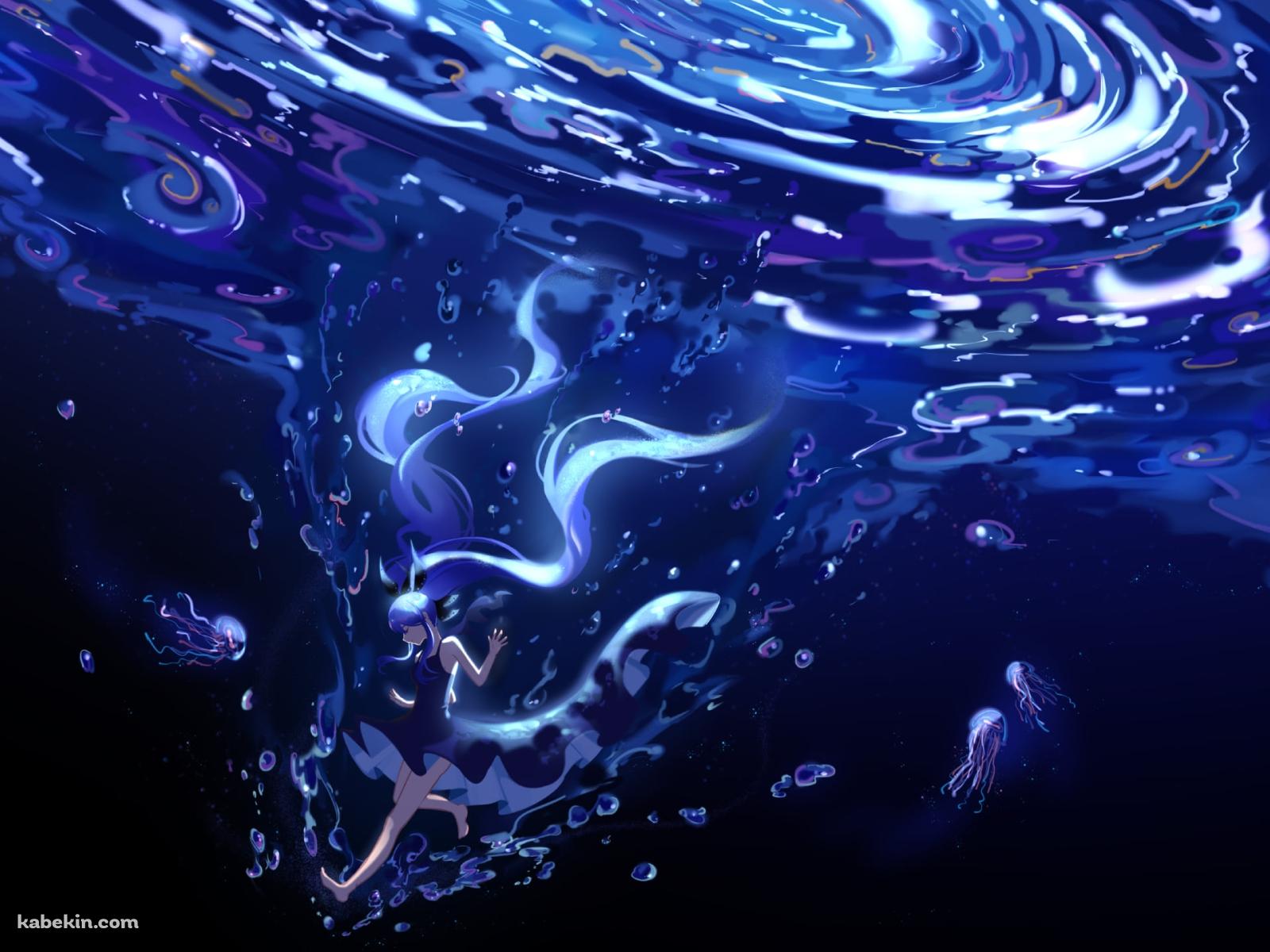 水の中の初音ミク / 深海少女 / 渦 / ボカロ / ボーカロイドの壁紙(1600px x 1200px) 高画質 PC・デスクトップ用