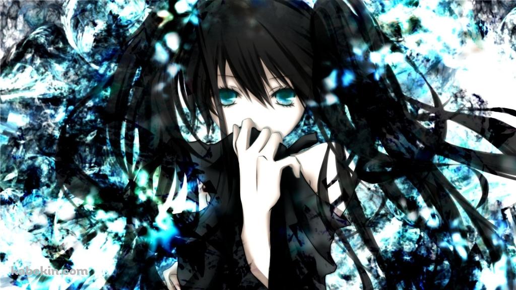 顔を服で隠す初音ミク / ブラックロックシューターの壁紙(1024px x 576px) 高画質 PC・デスクトップ用