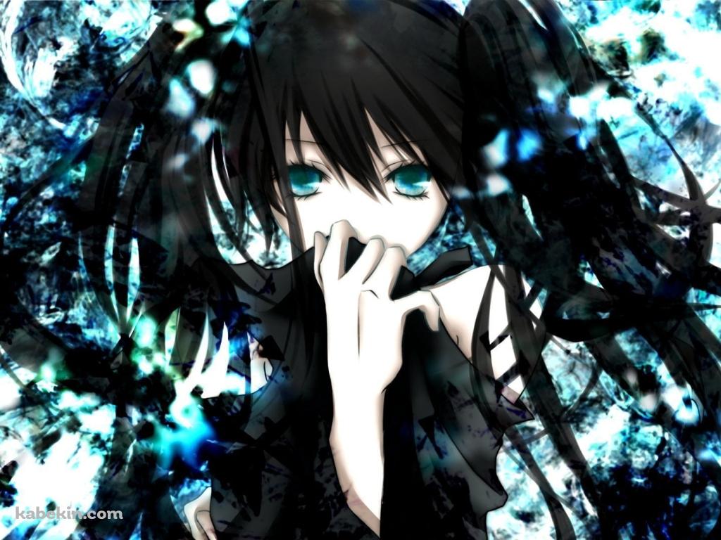 顔を服で隠す初音ミク / ブラックロックシューターの壁紙(1024px x 768px) 高画質 PC・デスクトップ用