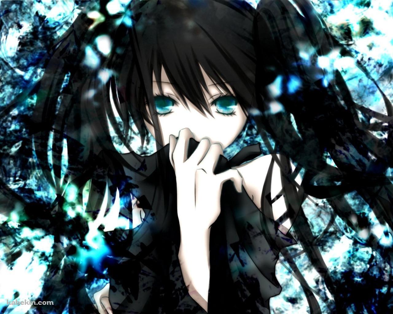 顔を服で隠す初音ミク / ブラックロックシューターの壁紙(1280px x 1024px) 高画質 PC・デスクトップ用