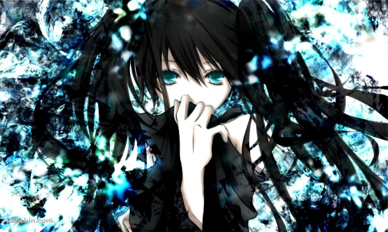 顔を服で隠す初音ミク / ブラックロックシューターの壁紙(1280px x 768px) 高画質 PC・デスクトップ用