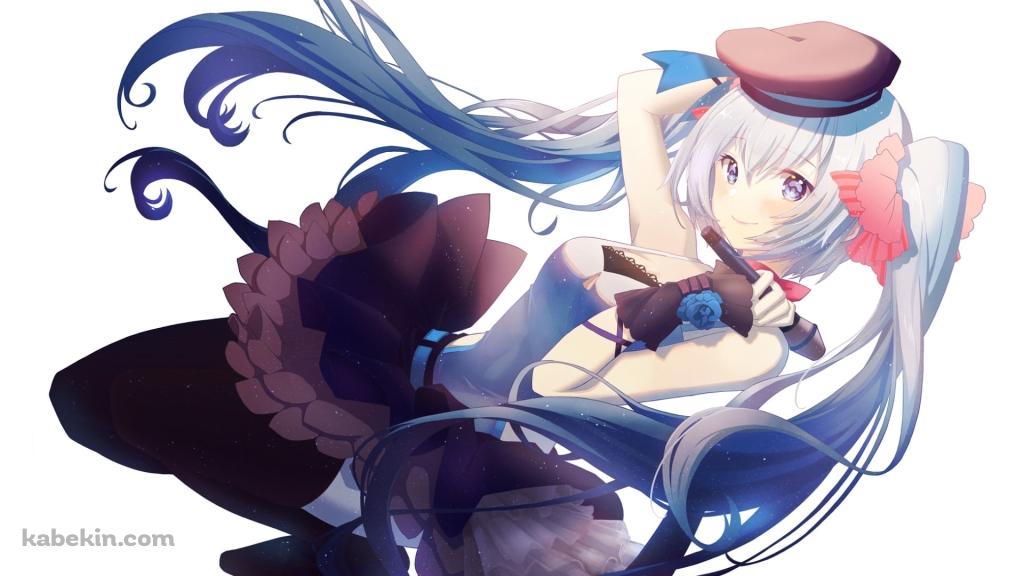 マイクを持った可愛い初音ミク / ベレー帽 / ピンクのリボン / ボカロ / ボーカロイドの壁紙(1024px x 576px) 高画質 PC・デスクトップ用