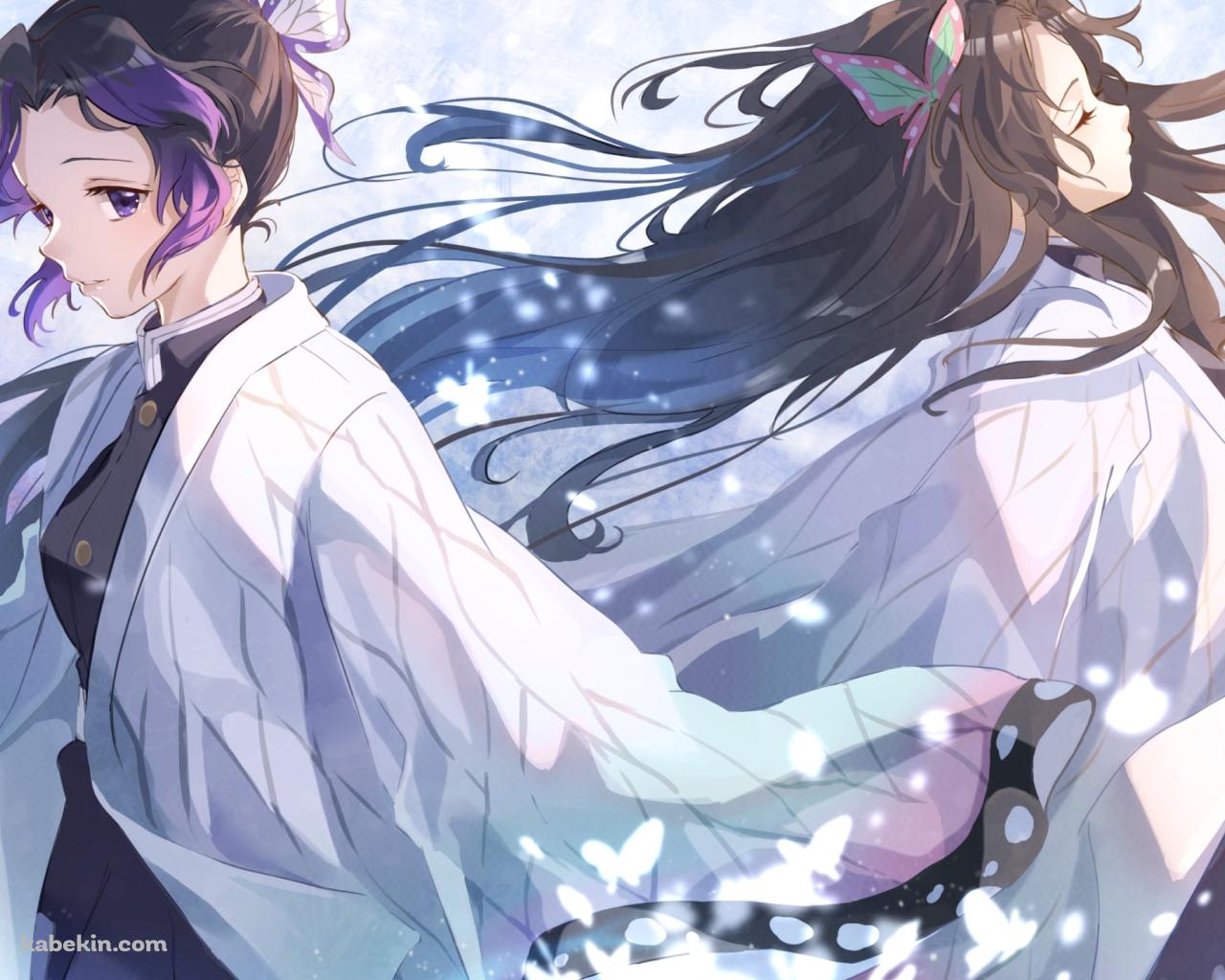 光る蝶と胡蝶しのぶと胡蝶カナエ / 鬼滅の刃の壁紙(1280px x 1024px) 高画質 PC・デスクトップ用