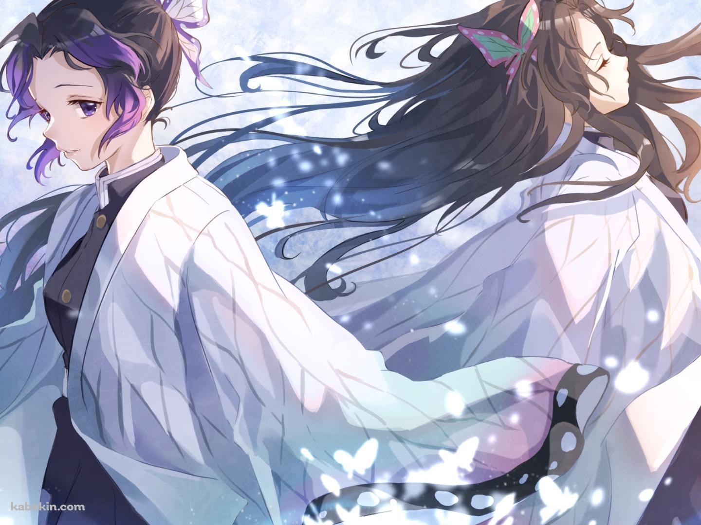 光る蝶と胡蝶しのぶと胡蝶カナエ / 鬼滅の刃の壁紙(1440px x 1080px) 高画質 PC・デスクトップ用