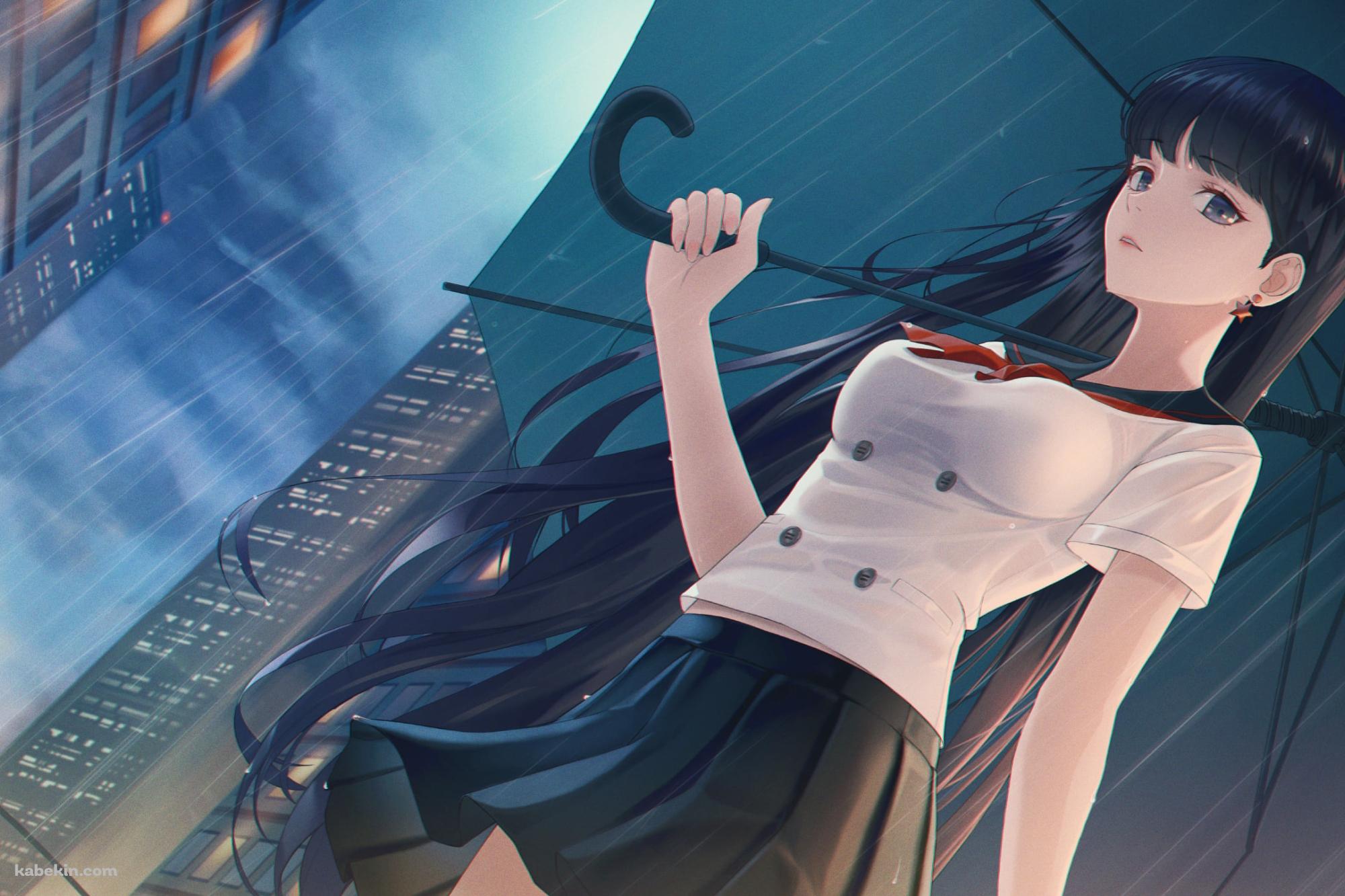 雨の中、黒い傘をさす火野レイ / 美少女戦士セーラームーンの壁紙(2000px x 1333px) 高画質 PC・デスクトップ用