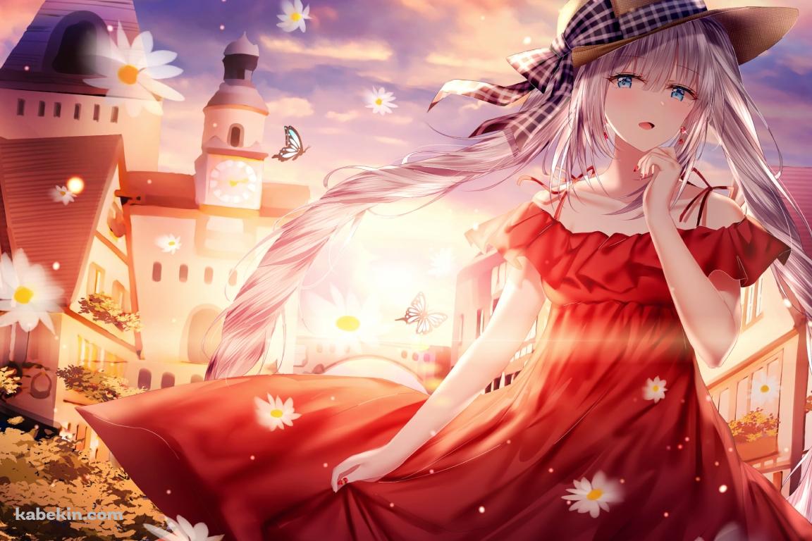 マーガレットの花と赤いドレスを着たマリー・アントワネット / fate/grand orderの壁紙(1152px x 768px) 高画質 PC・デスクトップ用