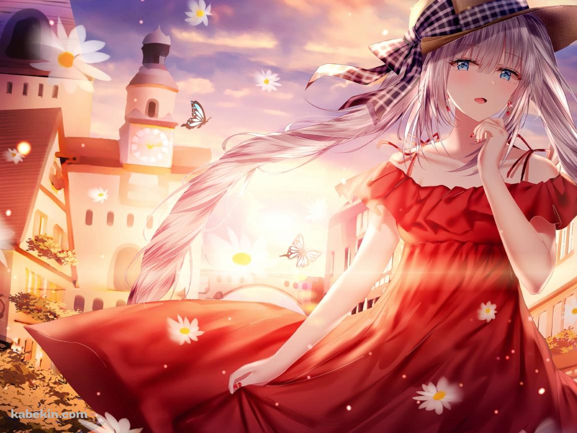マーガレットの花と赤いドレスを着たマリー・アントワネット / fate/grand orderの壁紙(1152px x 864px) 高画質 PC・デスクトップ用