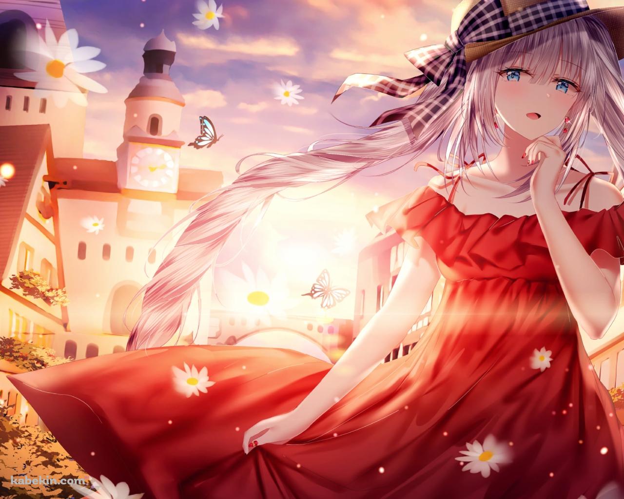 マーガレットの花と赤いドレスを着たマリー・アントワネット / fate/grand orderの壁紙(1280px x 1024px) 高画質 PC・デスクトップ用