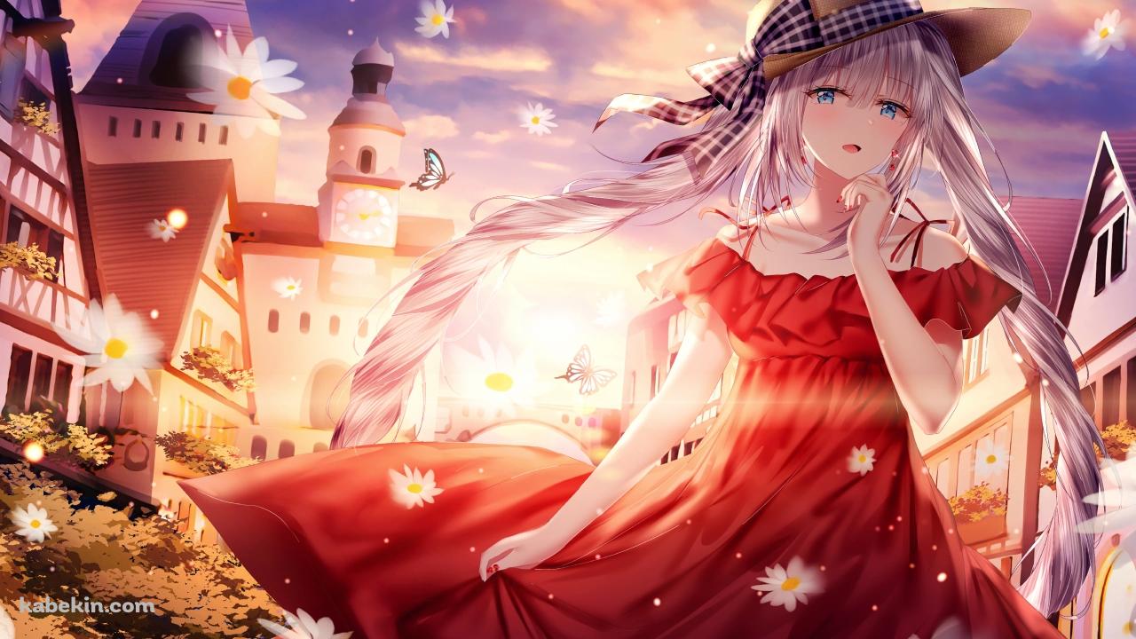 マーガレットの花と赤いドレスを着たマリー・アントワネット / fate/grand orderの壁紙(1280px x 720px) 高画質 PC・デスクトップ用