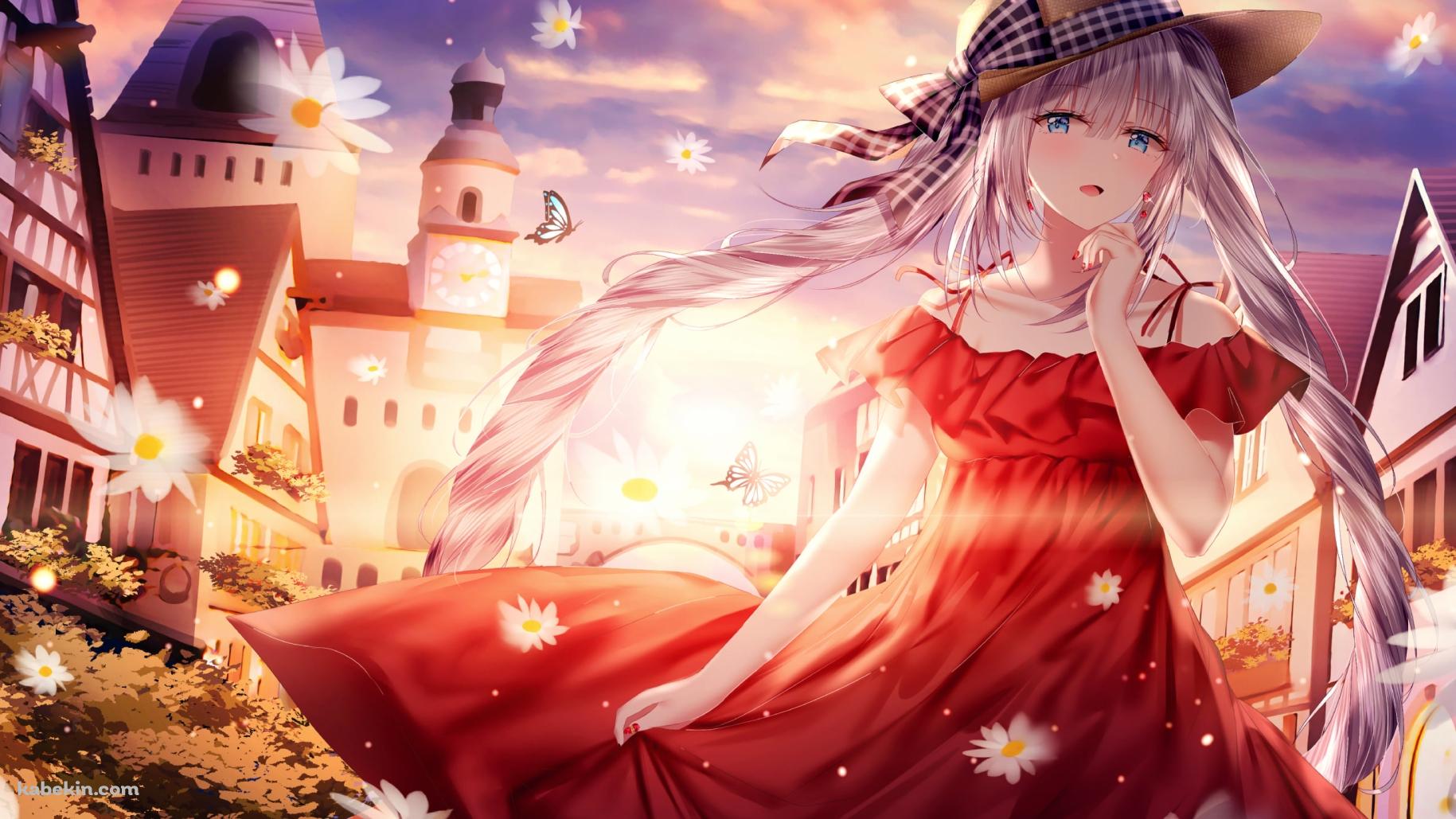 マーガレットの花と赤いドレスを着たマリー・アントワネット / fate/grand orderの壁紙(1829px x 1029px) 高画質 PC・デスクトップ用