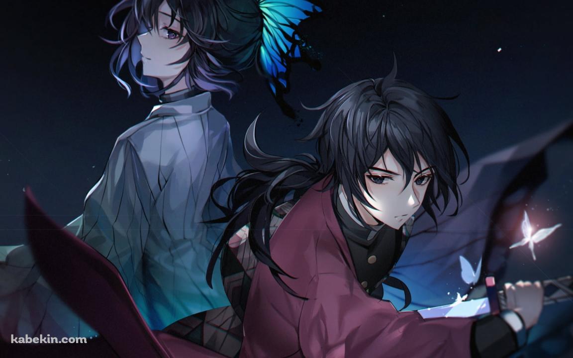 抜刀する冨岡義勇と胡蝶しのぶ / 鬼滅の刃の壁紙(1152px x 720px) 高画質 PC・デスクトップ用