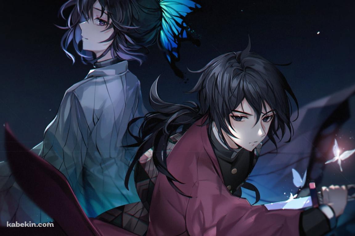 抜刀する冨岡義勇と胡蝶しのぶ / 鬼滅の刃の壁紙(1152px x 768px) 高画質 PC・デスクトップ用
