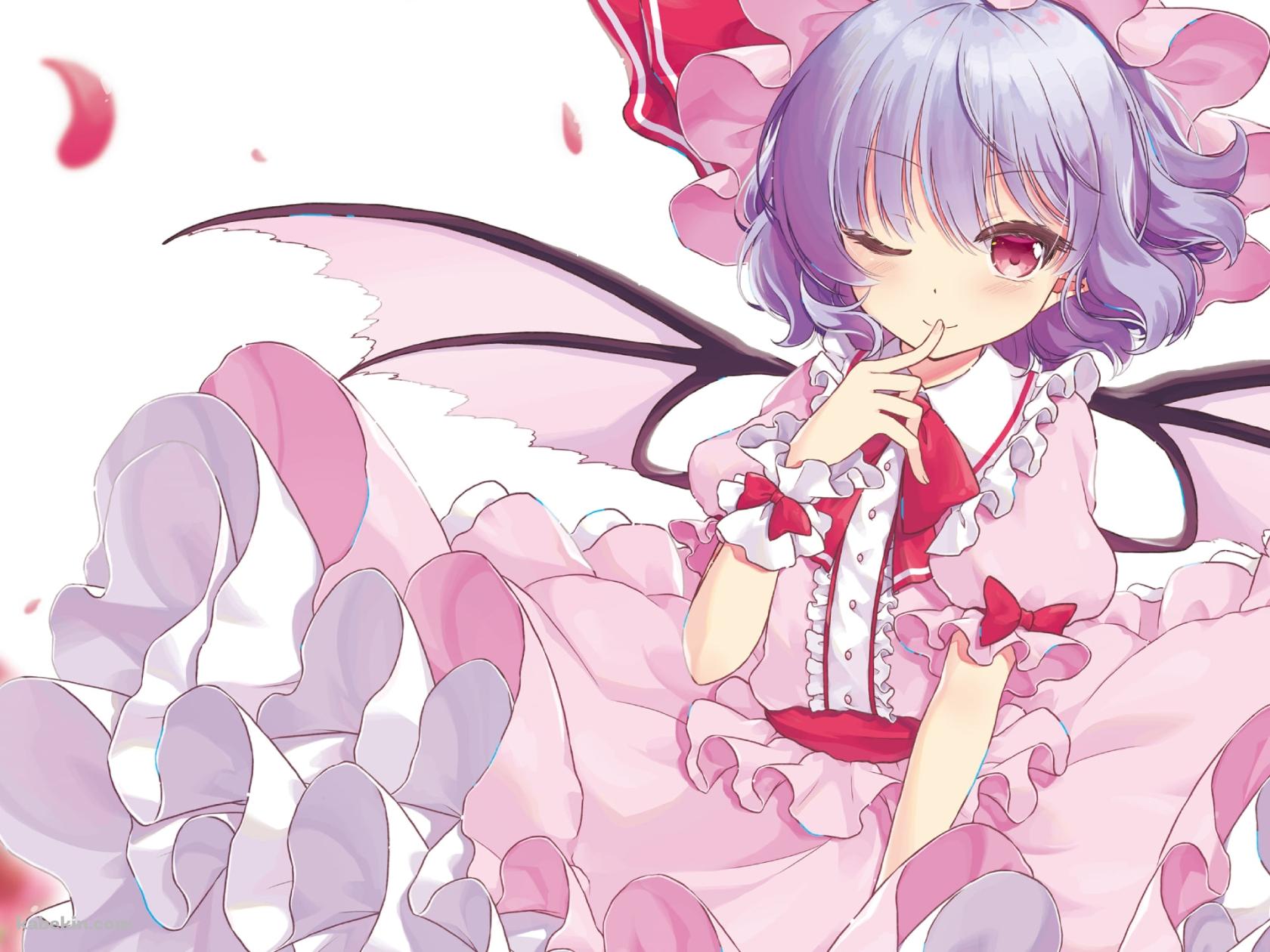 赤い薔薇とウィンクするレミリア・スカーレット / 東方の壁紙(1680px x 1260px) 高画質 PC・デスクトップ用