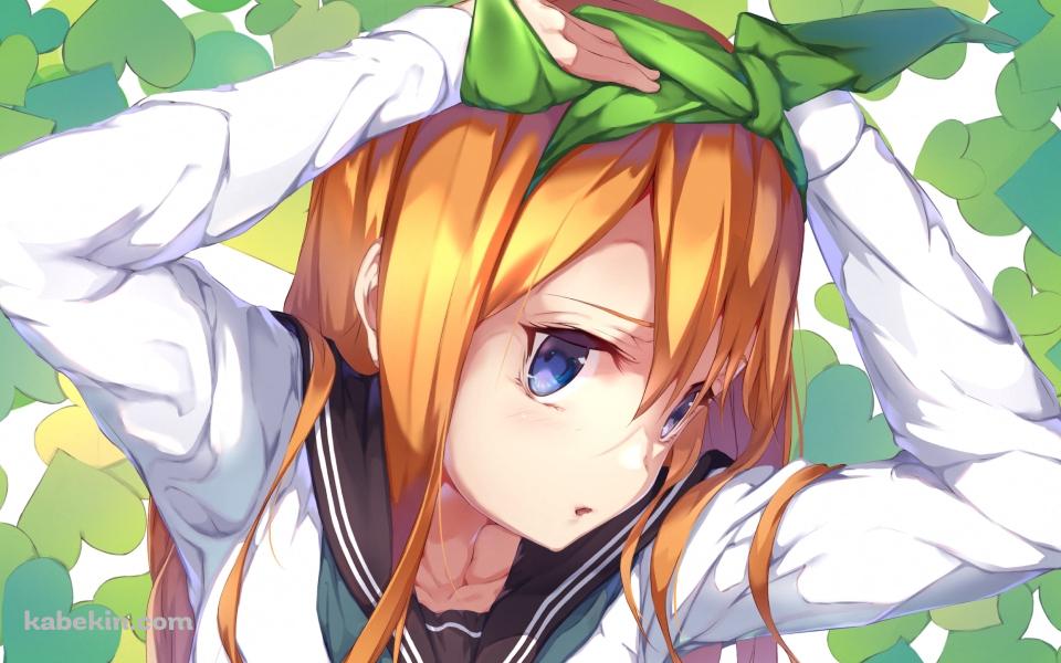 ハートの葉っぱと可愛い中野四葉 / 五等分の花嫁の壁紙(960px x 600px) 高画質 PC・デスクトップ用