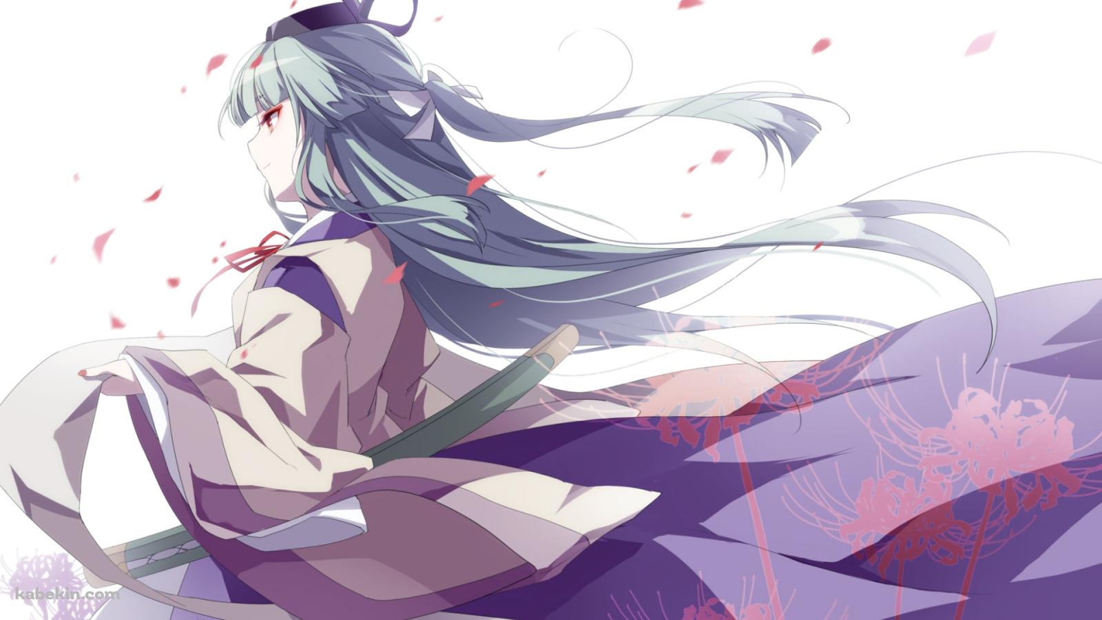 彼岸花と祟徳院天夢 (すいとくいんてんむ) / 東方導命樹の壁紙(1600px x 900px) 高画質 PC・デスクトップ用