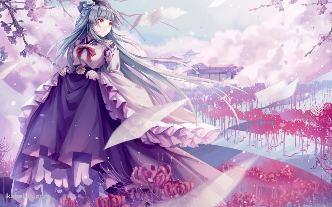 紫のスカートを持つ祟徳院天夢 (すいとくいんてんむ) / 彼岸花 / 東方導命樹の壁紙(1152px x 720px) 高画質 PC・デスクトップ用