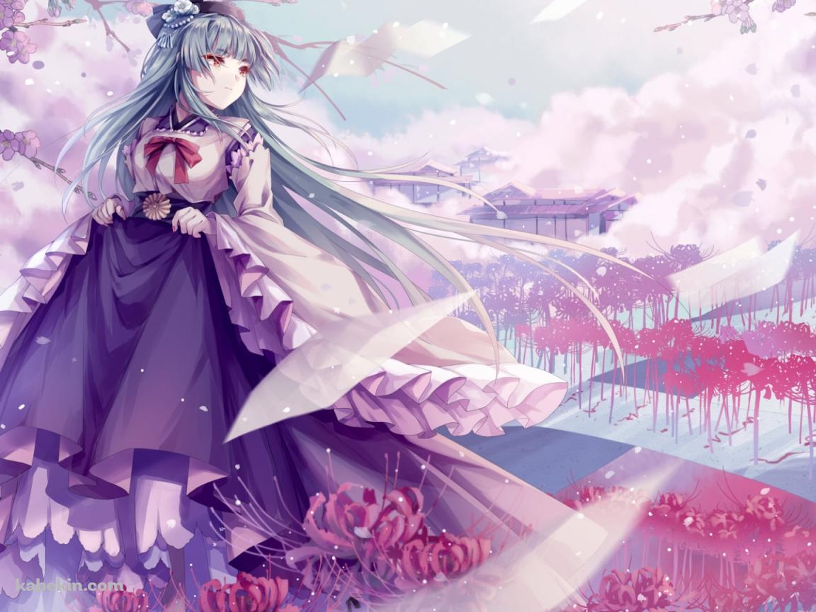 紫のスカートを持つ祟徳院天夢 (すいとくいんてんむ) / 彼岸花 / 東方導命樹の壁紙(1152px x 864px) 高画質 PC・デスクトップ用