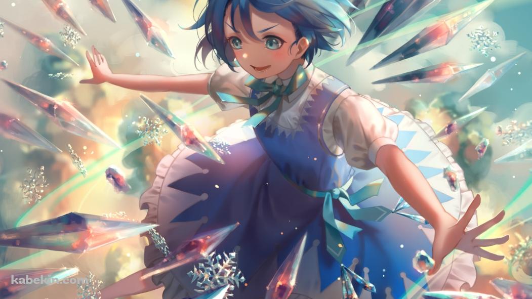 無数の氷で攻撃するチルノ / 東方Project / 東方紅魔郷 / 妖精大戦争の壁紙(1051px x 591px) 高画質 PC・デスクトップ用