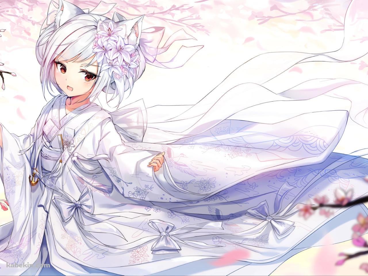 白い着物を着た呉の雪風 / アズールレーンの壁紙(1280px x 960px) 高画質 PC・デスクトップ用