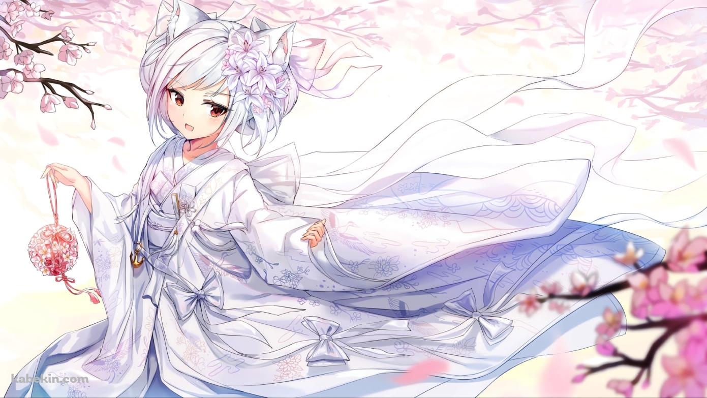 白い着物を着た呉の雪風 / アズールレーンの壁紙(1391px x 783px) 高画質 PC・デスクトップ用