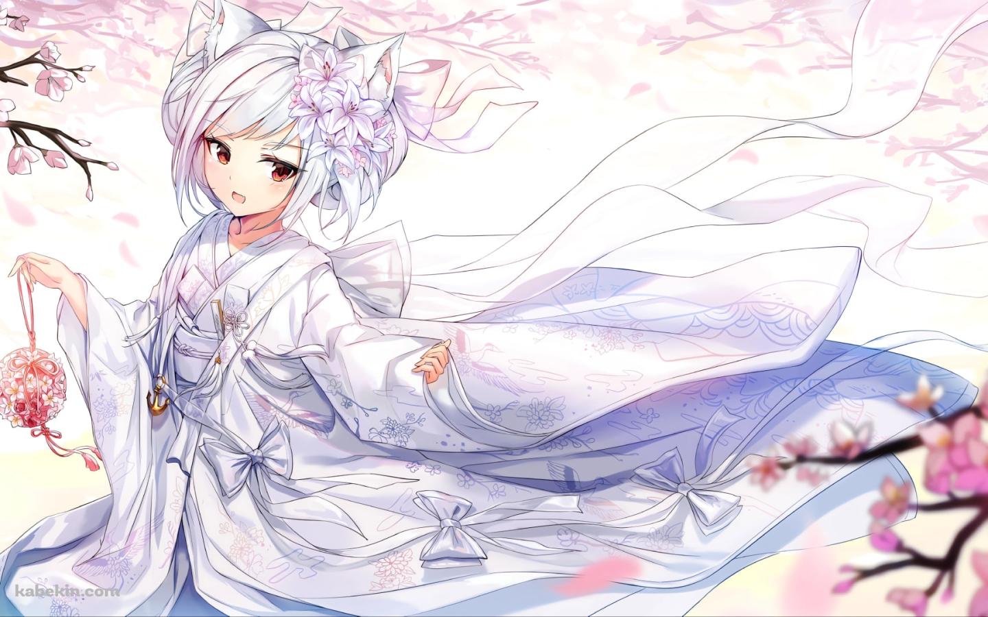 白い着物を着た呉の雪風 / アズールレーンの壁紙(1440px x 900px) 高画質 PC・デスクトップ用
