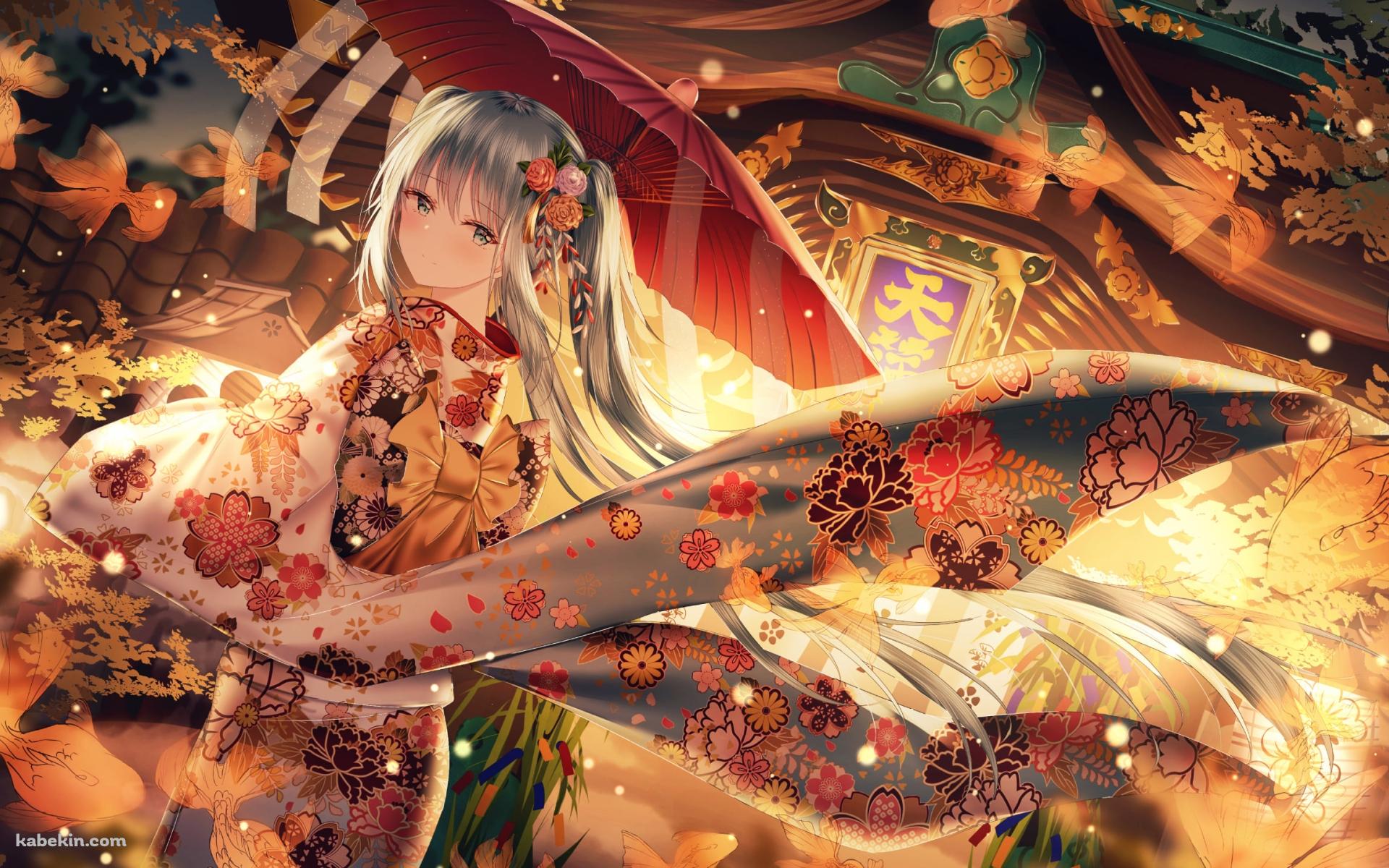 花柄の着物を着た綺麗な初音ミク / ボカロ / ボーカロイドの壁紙(1920px x 1200px) 高画質 PC・デスクトップ用