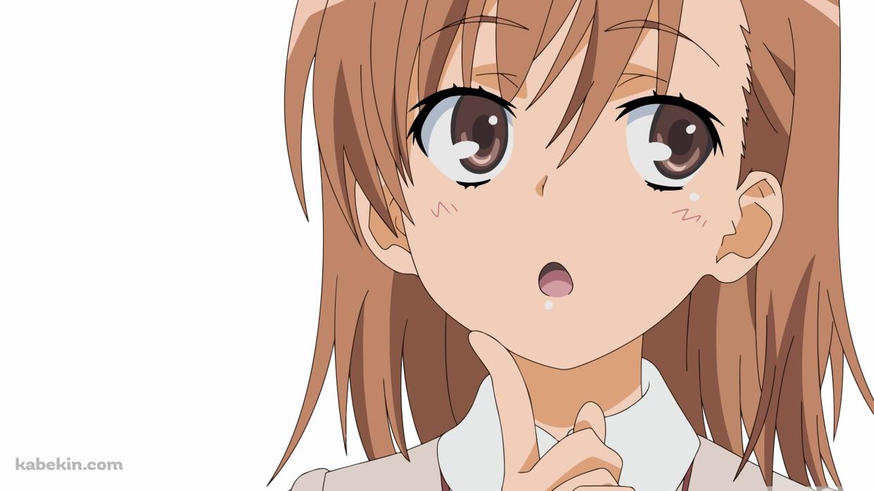 指を顎にあてて考え込む御坂美琴 / とある科学の超電磁砲 / とある魔術の禁書目録の壁紙(1242px x 698px) 高画質 PC・デスクトップ用