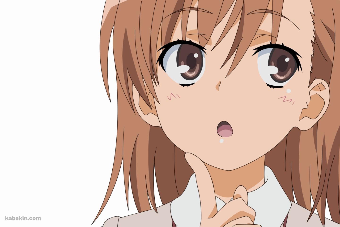 指を顎にあてて考え込む御坂美琴 / とある科学の超電磁砲 / とある魔術の禁書目録の壁紙(1440px x 960px) 高画質 PC・デスクトップ用