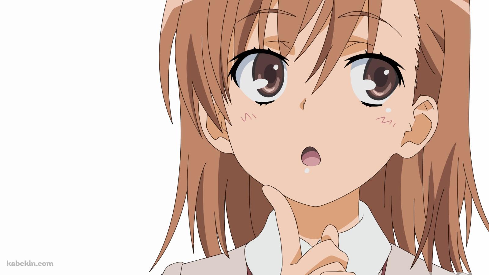 指を顎にあてて考え込む御坂美琴 / とある科学の超電磁砲 / とある魔術の禁書目録の壁紙(1600px x 900px) 高画質 PC・デスクトップ用