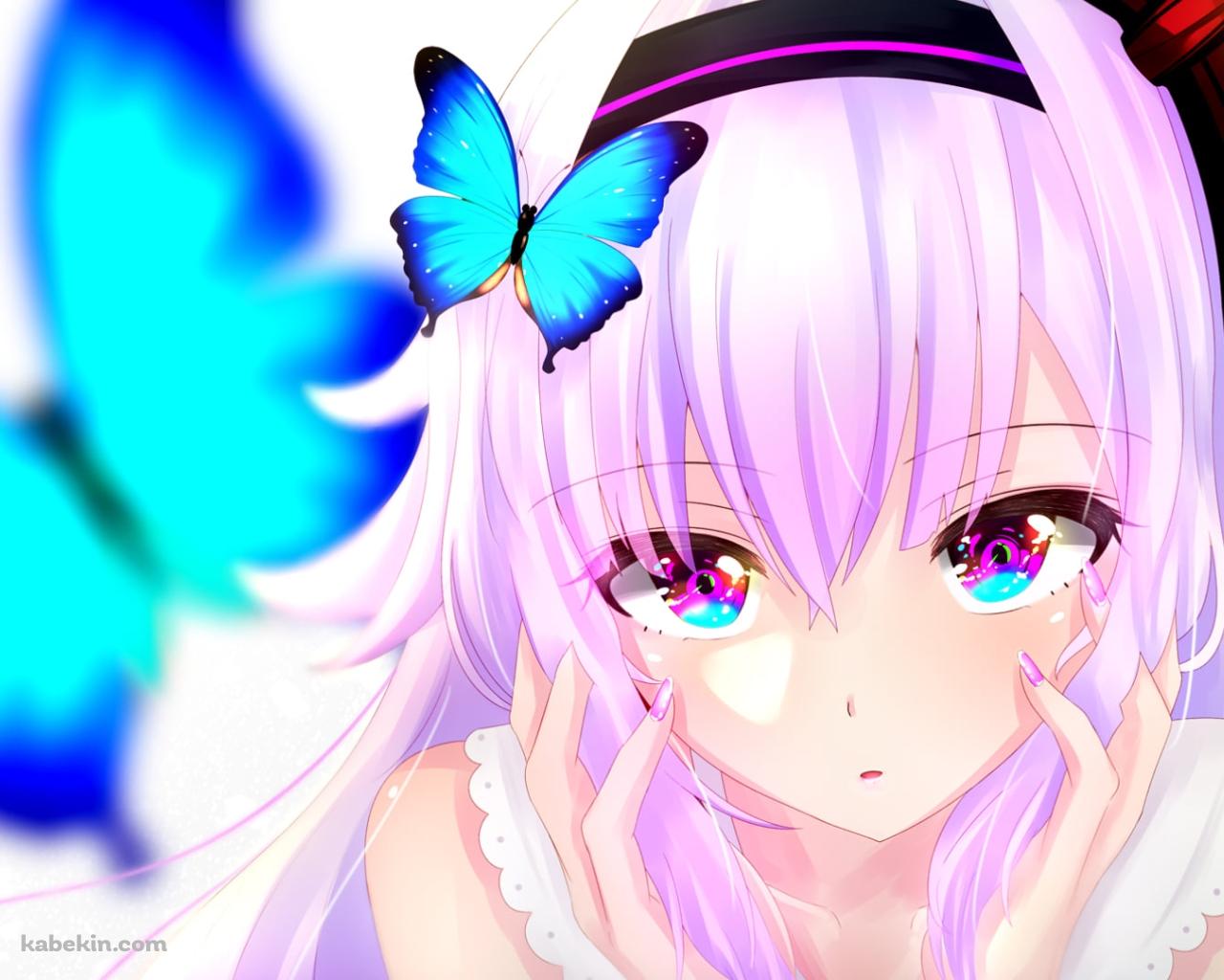 顔に両手をあてる可愛いカルロ・ピノ / 青い蝶 / バーチャルYouTuber / Vtuber / アイドル部の壁紙(1280px x 1024px) 高画質 PC・デスクトップ用