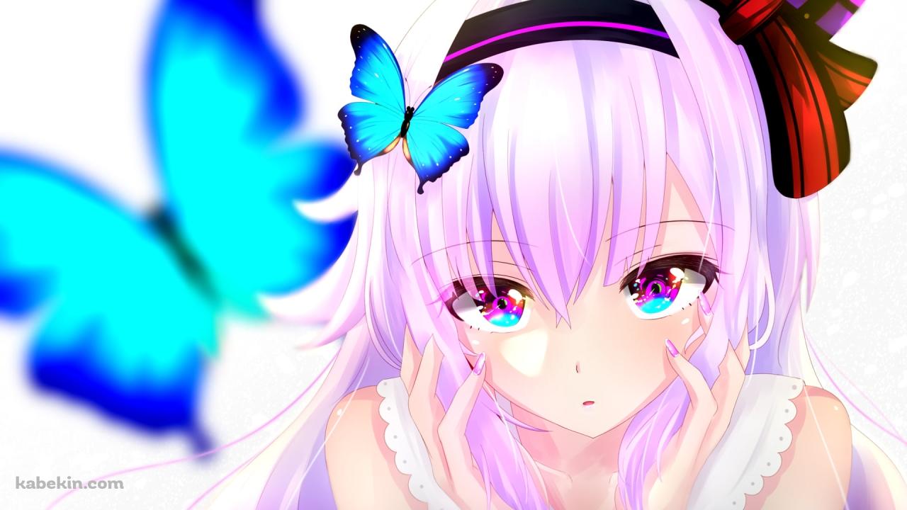 顔に両手をあてる可愛いカルロ・ピノ / 青い蝶 / バーチャルYouTuber / Vtuber / アイドル部の壁紙(1280px x 720px) 高画質 PC・デスクトップ用