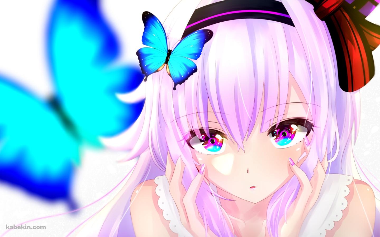 顔に両手をあてる可愛いカルロ・ピノ / 青い蝶 / バーチャルYouTuber / Vtuber / アイドル部の壁紙(1440px x 900px) 高画質 PC・デスクトップ用