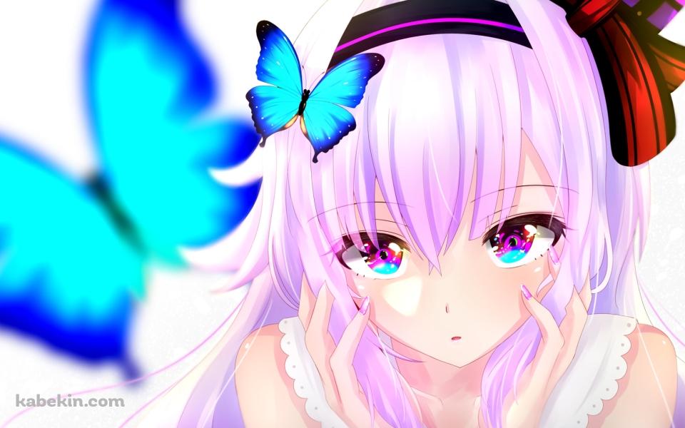 顔に両手をあてる可愛いカルロ・ピノ / 青い蝶 / バーチャルYouTuber / Vtuber / アイドル部の壁紙(960px x 600px) 高画質 PC・デスクトップ用