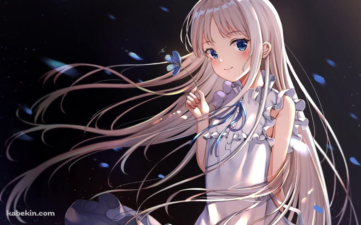 青い花を持つ可愛い本間芽衣子 / あの日見た花の名前を僕達はまだ知らない。  / あの花の壁紙(1152px x 720px) 高画質 PC・デスクトップ用