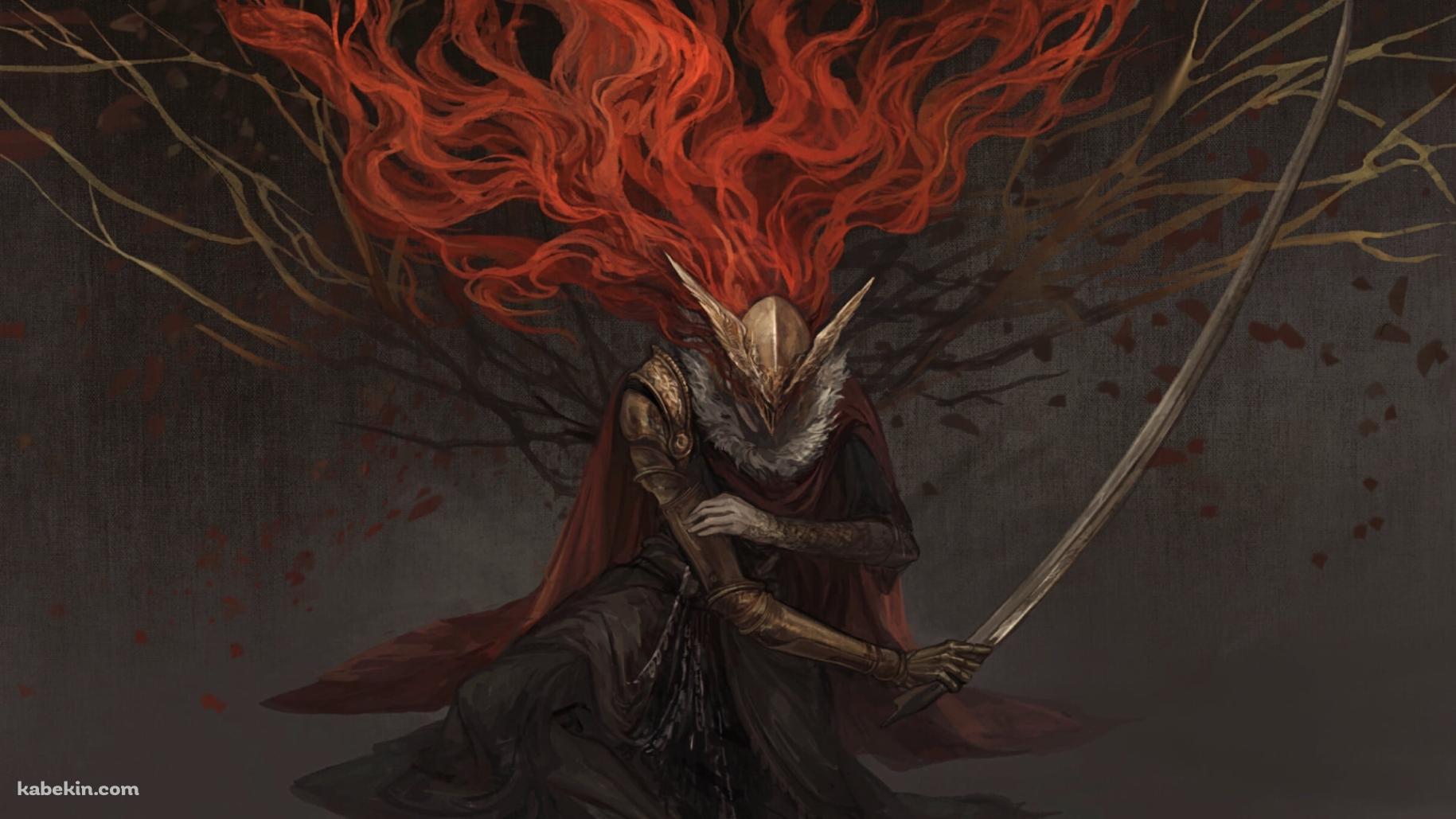 長い剣を持ちうずくまるミケラの刃マレニア / エルデンリングの壁紙(1829px x 1029px) 高画質 PC・デスクトップ用