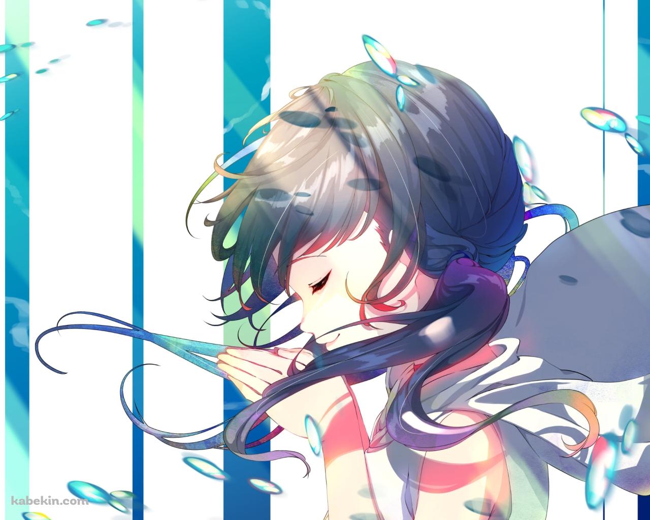 水滴舞う中で祈る天野陽菜 / 天気の子の壁紙(1280px x 1024px) 高画質 PC・デスクトップ用