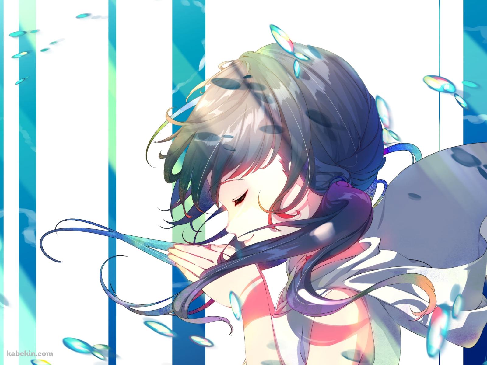 水滴舞う中で祈る天野陽菜 / 天気の子の壁紙(1600px x 1200px) 高画質 PC・デスクトップ用