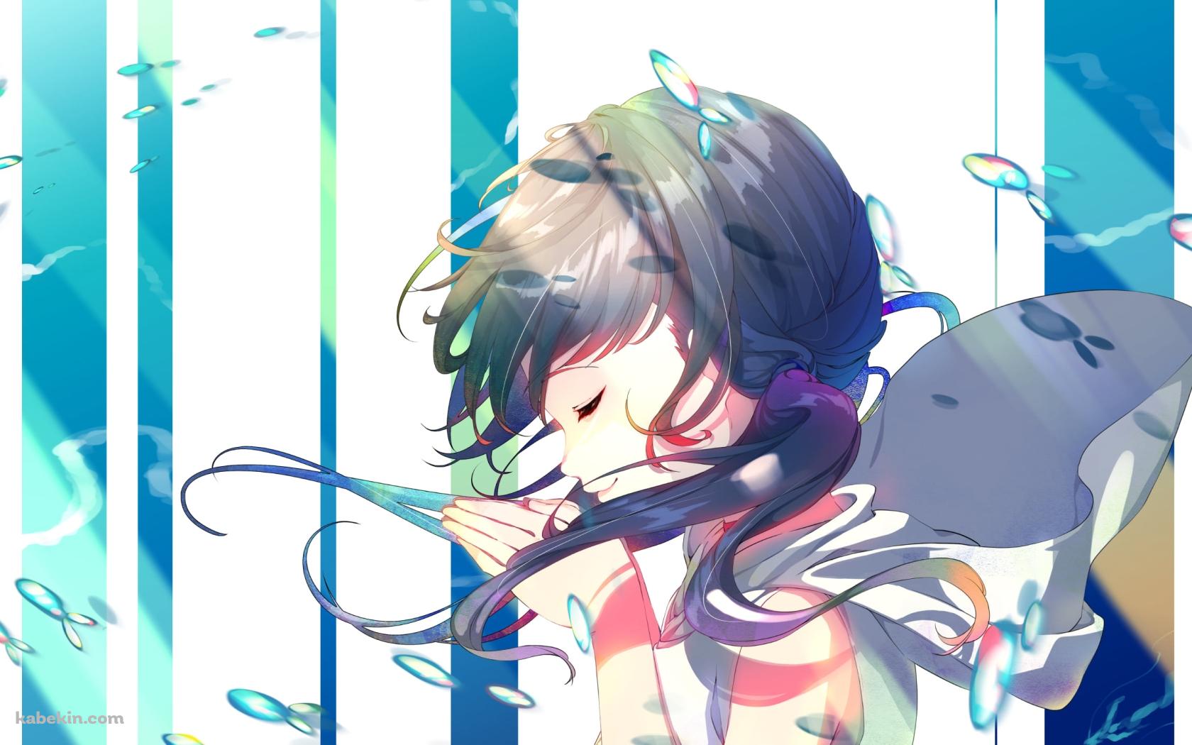 水滴舞う中で祈る天野陽菜 / 天気の子の壁紙(1680px x 1050px) 高画質 PC・デスクトップ用
