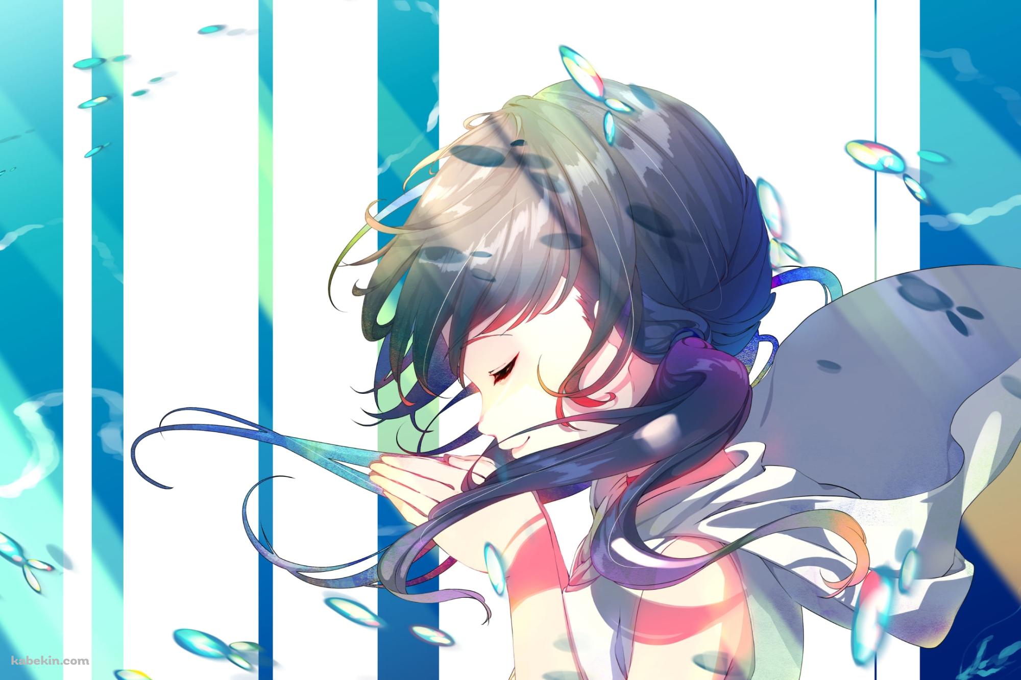 水滴舞う中で祈る天野陽菜 / 天気の子の壁紙(2000px x 1333px) 高画質 PC・デスクトップ用