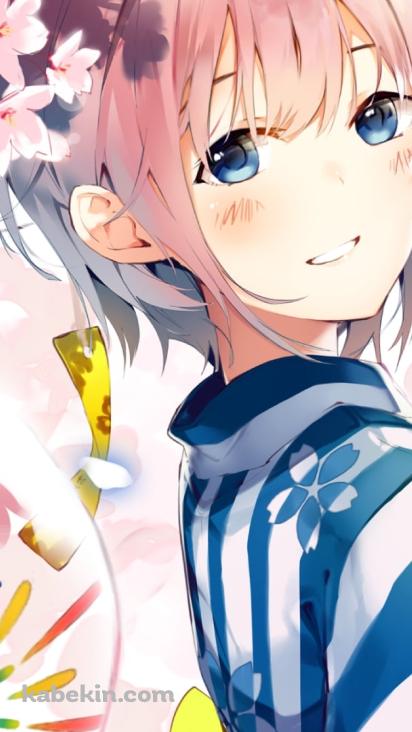 桜の花と風鈴と中野一花 / 五等分の花嫁の壁紙(412px x 732px) 高画質 PC・デスクトップ用