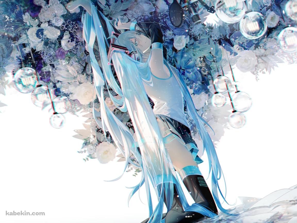 白い花とランプと綺麗な初音ミク / ボカロ / ボーカロイドの壁紙(1152px x 864px) 高画質 PC・デスクトップ用