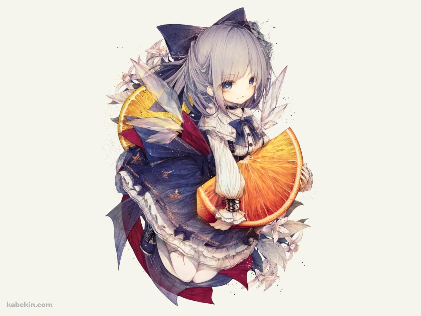 オレンジを持つ可愛いチルノ / 東方の壁紙(1400px x 1050px) 高画質 PC・デスクトップ用