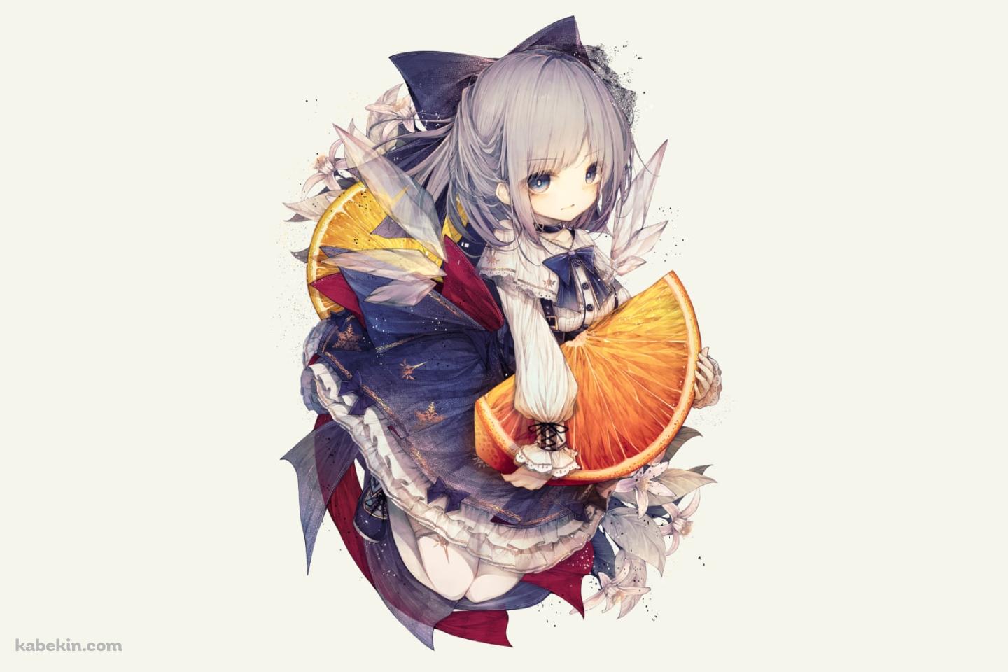 オレンジを持つ可愛いチルノ / 東方の壁紙(1440px x 960px) 高画質 PC・デスクトップ用