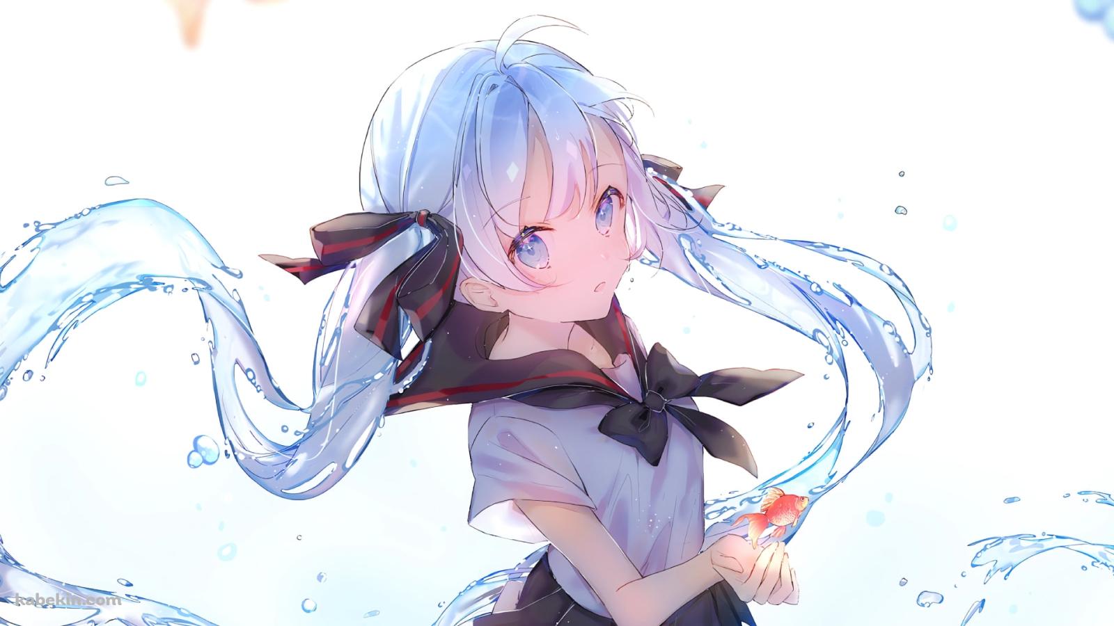 金魚と初音ミク / ボトルミク / ボカロ / ボーカロイドの壁紙(1600px x 900px) 高画質 PC・デスクトップ用
