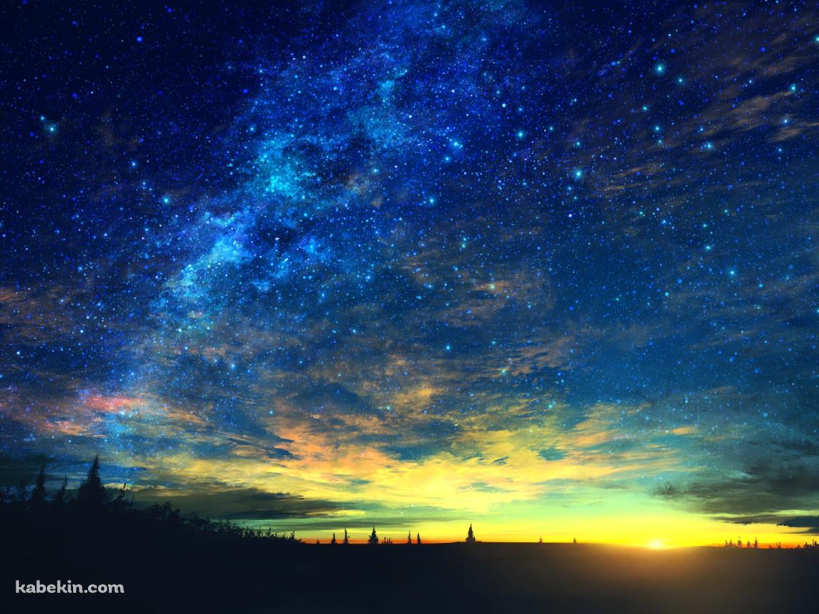 綺麗な青い星空 / 絶景 / 綺麗の壁紙(1152px x 864px) 高画質 PC・デスクトップ用