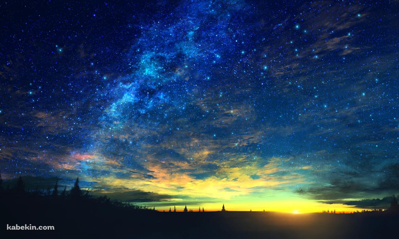 綺麗な青い星空 / 絶景 / 綺麗の壁紙(1280px x 768px) 高画質 PC・デスクトップ用