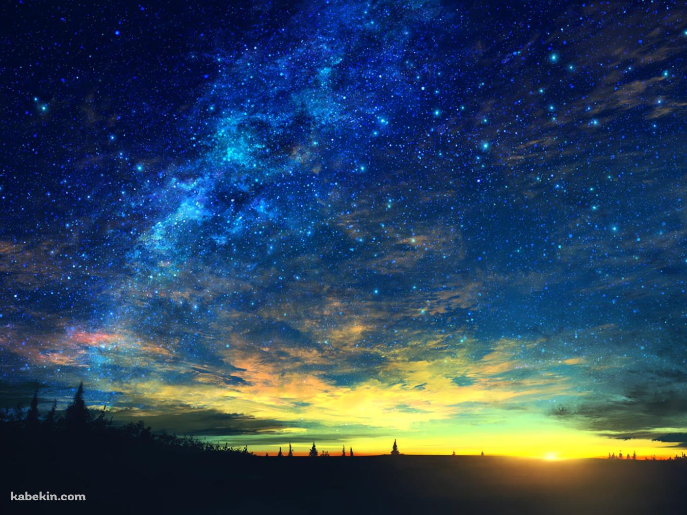 綺麗な青い星空 / 絶景 / 綺麗の壁紙(1400px x 1050px) 高画質 PC・デスクトップ用