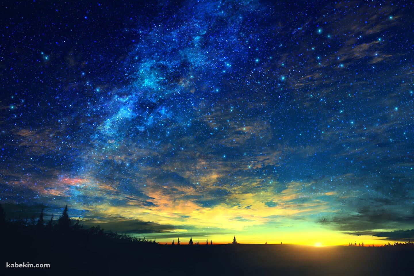 綺麗な青い星空 / 絶景 / 綺麗の壁紙(1440px x 960px) 高画質 PC・デスクトップ用