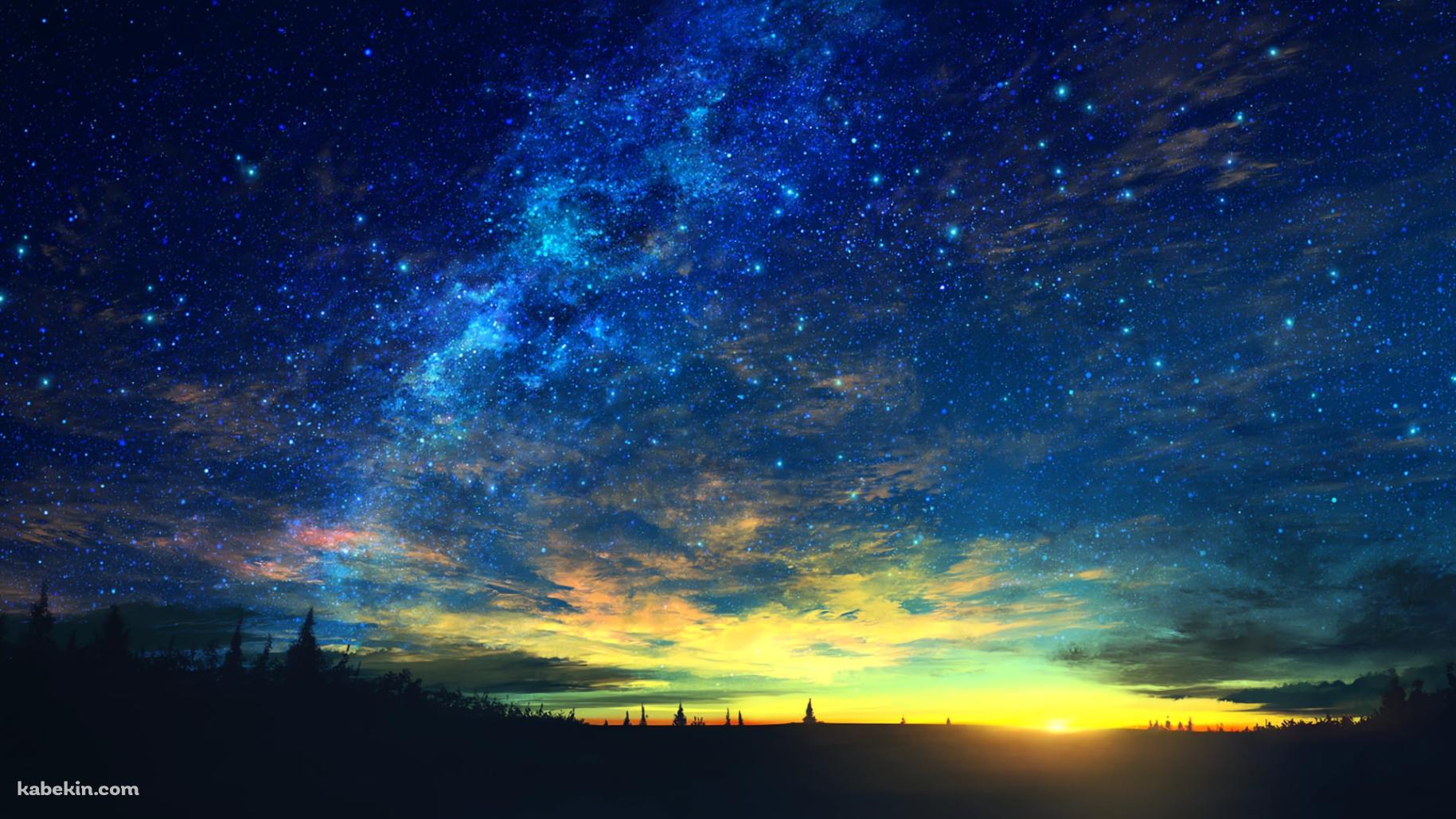 綺麗な青い星空 / 絶景 / 綺麗の壁紙(1829px x 1029px) 高画質 PC・デスクトップ用