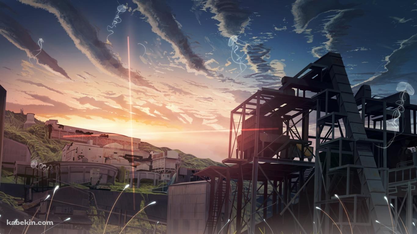夕陽と秘密基地の壁紙(1366px x 768px) 高画質 PC・デスクトップ用